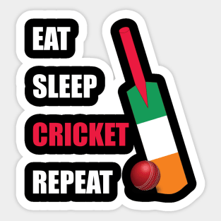 Eat Sleep Cricket Repeat Ireland Flag Sticker